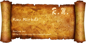 Rau Mirkó névjegykártya